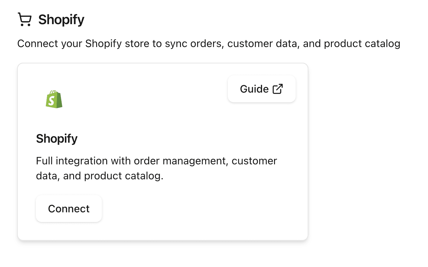 Shopify integration setup